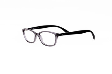 optical glasses frame stands on a white background