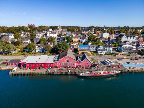 Aerial view of Lunenburg. Sunny day