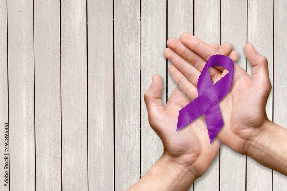 Wall mural Purple ribbon, February awareness month campaign