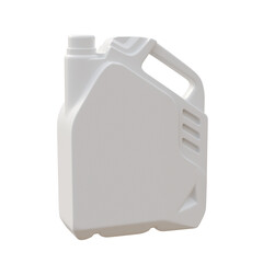 white plastic container or canister for transporting chemicals and cleaning products, mock up isolated on white background