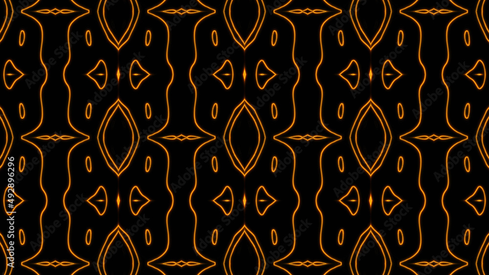 Poster abstract orange geometric seamless pattern background. abstract stripes kaleidoscope. fast psychedel