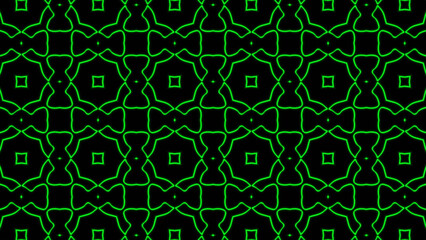 Abstract green geometric seamless pattern background. Psychedelic Colorful Kaleidoscope VJ background. Disco Abstract Background