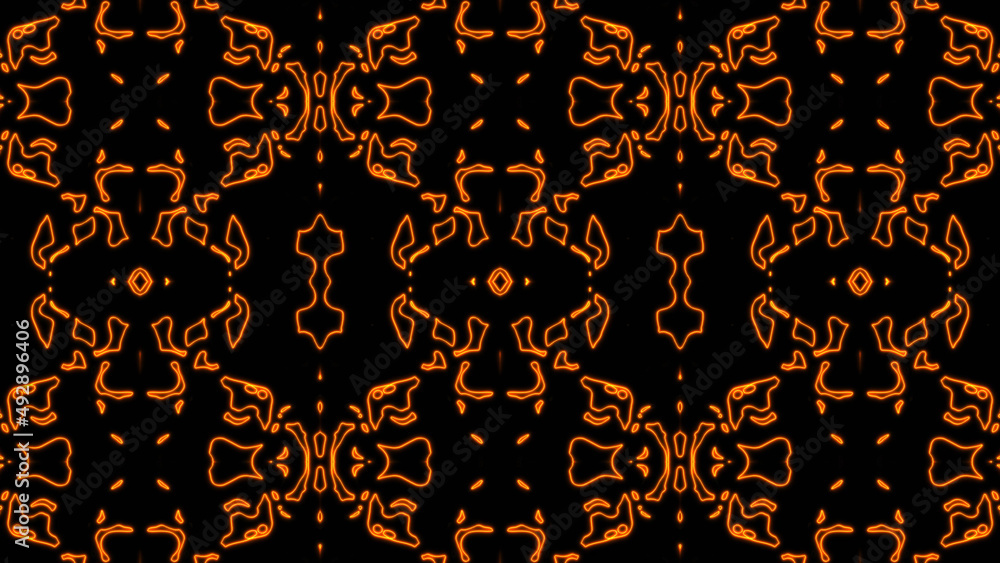 Poster abstract orange geometric seamless pattern background. abstract stripes kaleidoscope. fast psychedel