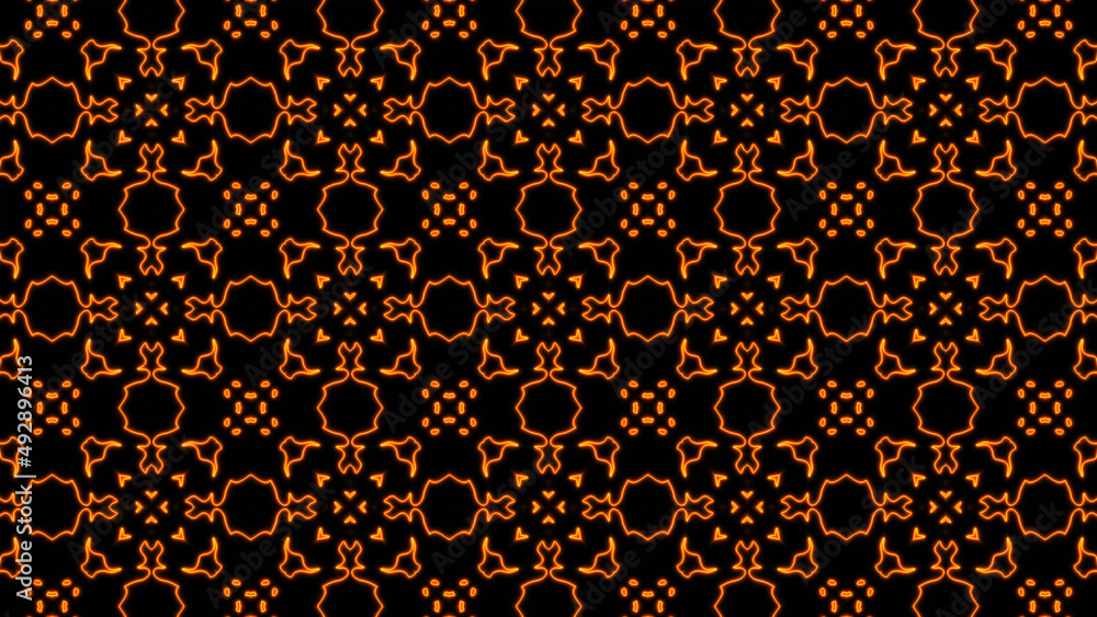 Poster abstract orange geometric seamless pattern background. abstract stripes kaleidoscope. fast psychedel