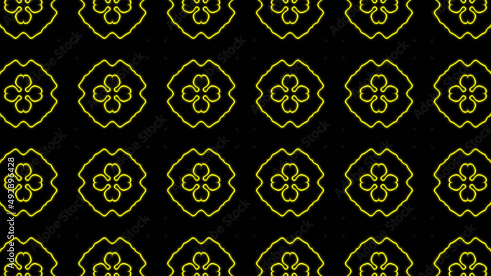 Poster abstract yellow geometric seamless pattern background. abstract stripes kaleidoscope. fast psychedel