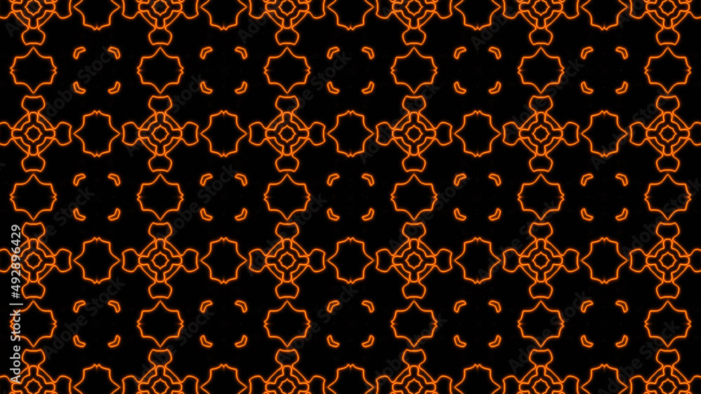 Poster abstract orange geometric seamless pattern background. abstract stripes kaleidoscope. fast psychedel