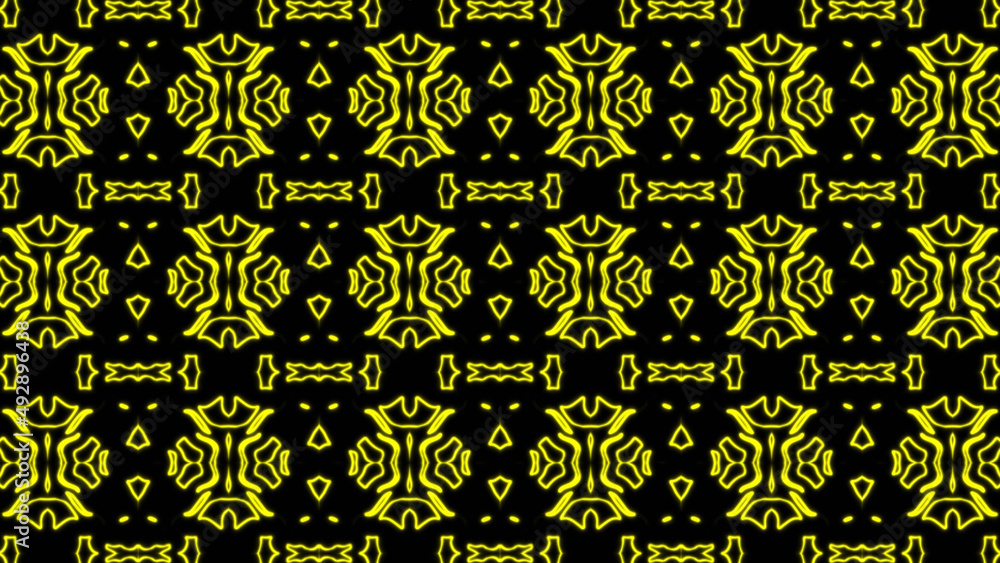 Poster abstract yellow geometric seamless pattern background. abstract stripes kaleidoscope. fast psychedel