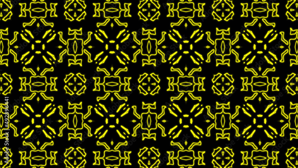 Poster abstract yellow geometric seamless pattern background. abstract stripes kaleidoscope. fast psychedel