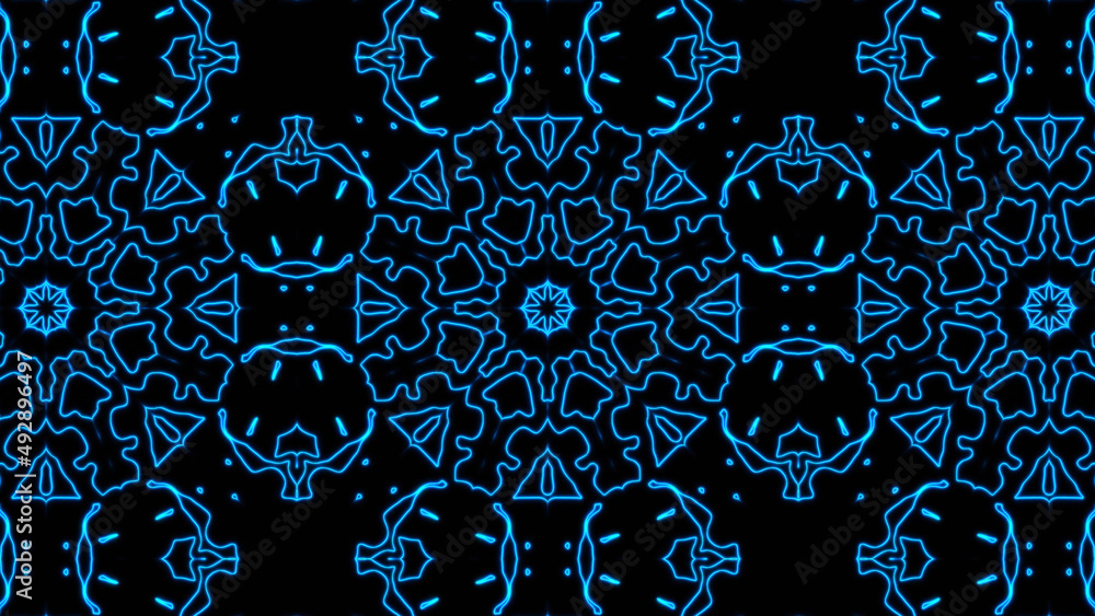 Poster abstract blue geometric seamless pattern background. abstract stripes kaleidoscope. psychedelic colo