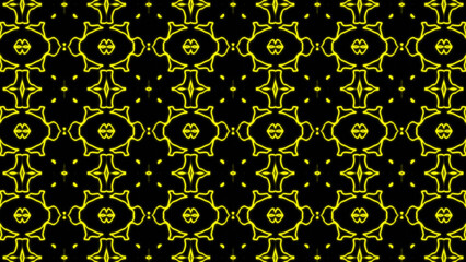 Abstract yellow geometric seamless pattern background. Abstract Stripes Kaleidoscope. Fast Psychedelic Colorful Kaleidoscope VJ background. Disco Abstract Background. Kaleidoscope effect