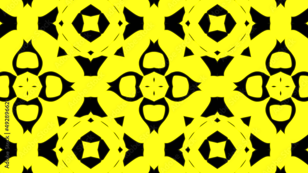 Poster abstract yellow geometric seamless pattern background. abstract stripes kaleidoscope. fast psychedel