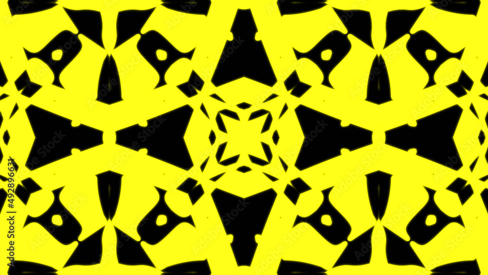 Poster abstract yellow geometric seamless pattern background. abstract stripes kaleidoscope. fast psychedel
