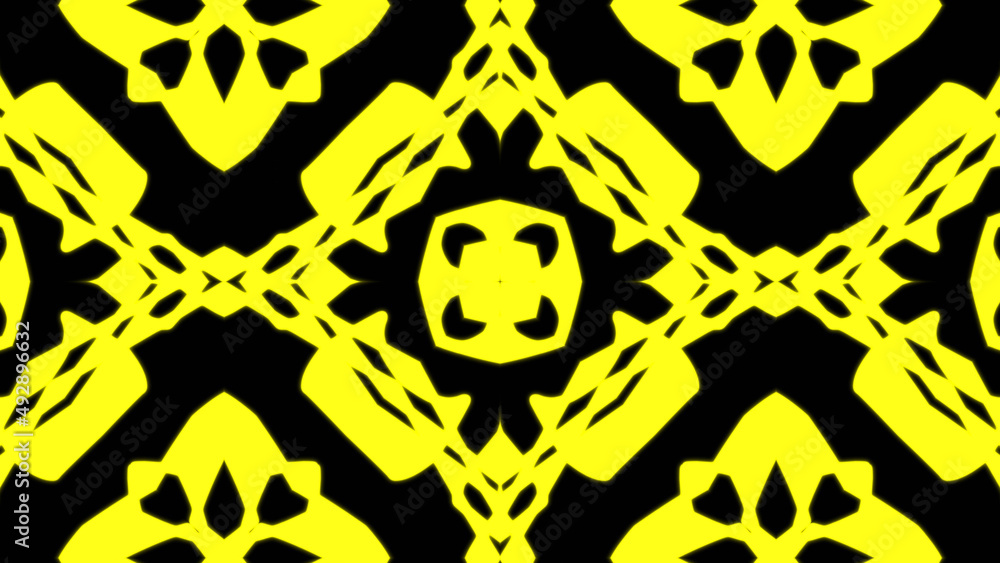 Poster abstract yellow geometric seamless pattern background. abstract stripes kaleidoscope. fast psychedel