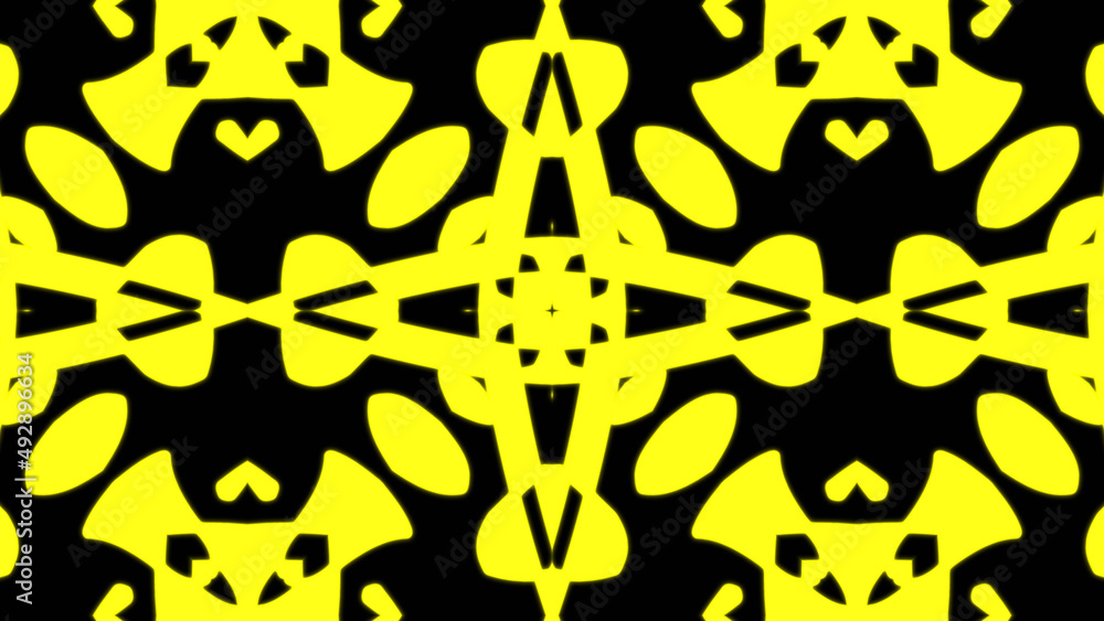 Poster abstract yellow geometric seamless pattern background. abstract stripes kaleidoscope. fast psychedel