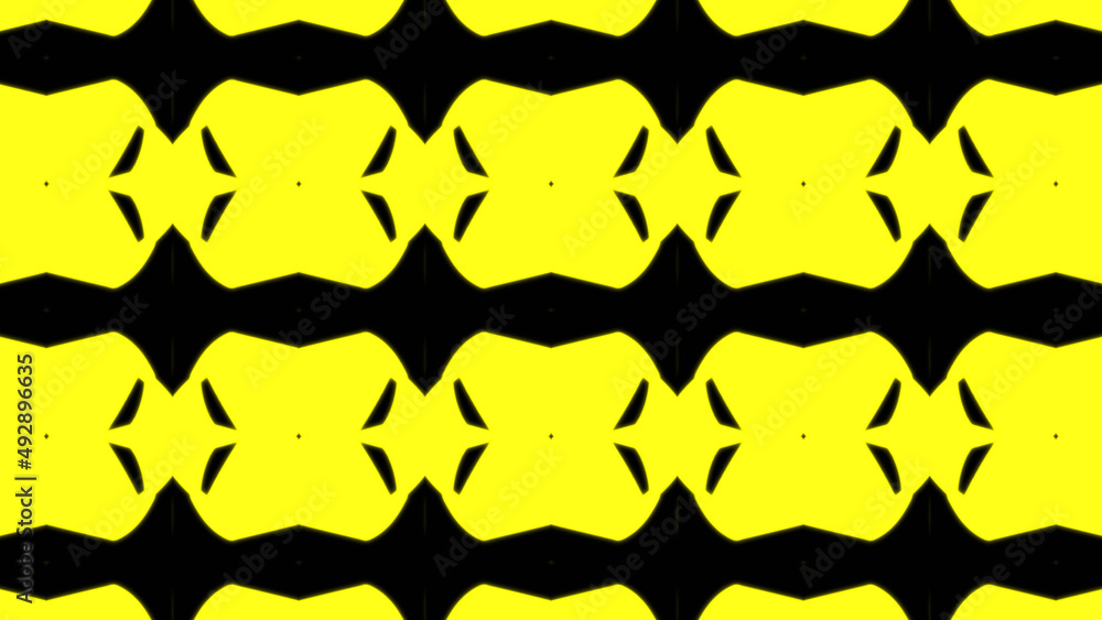 Poster abstract yellow geometric seamless pattern background. abstract stripes kaleidoscope. fast psychedel