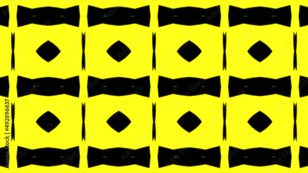 Poster abstract yellow geometric seamless pattern background. abstract stripes kaleidoscope. fast psychedel