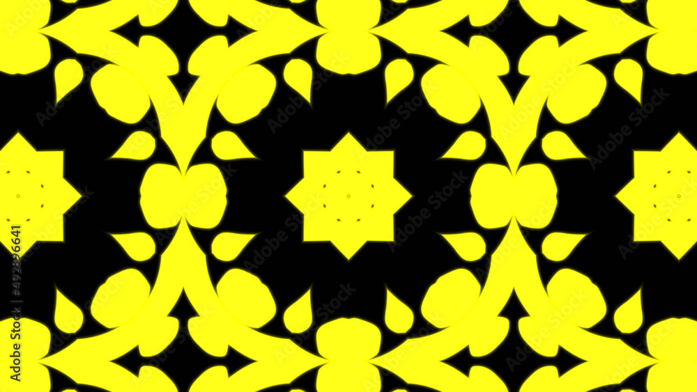 Poster abstract yellow geometric seamless pattern background. abstract stripes kaleidoscope. fast psychedel
