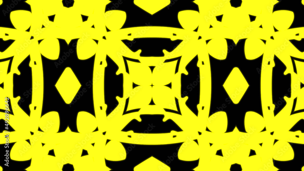 Poster abstract yellow geometric seamless pattern background. abstract stripes kaleidoscope. fast psychedel