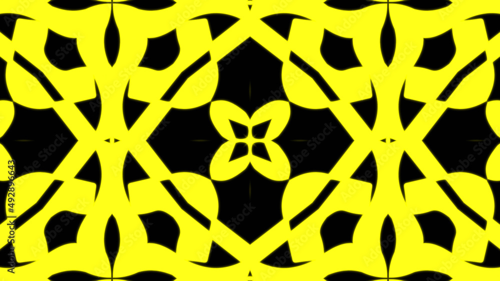 Poster abstract yellow geometric seamless pattern background. abstract stripes kaleidoscope. fast psychedel