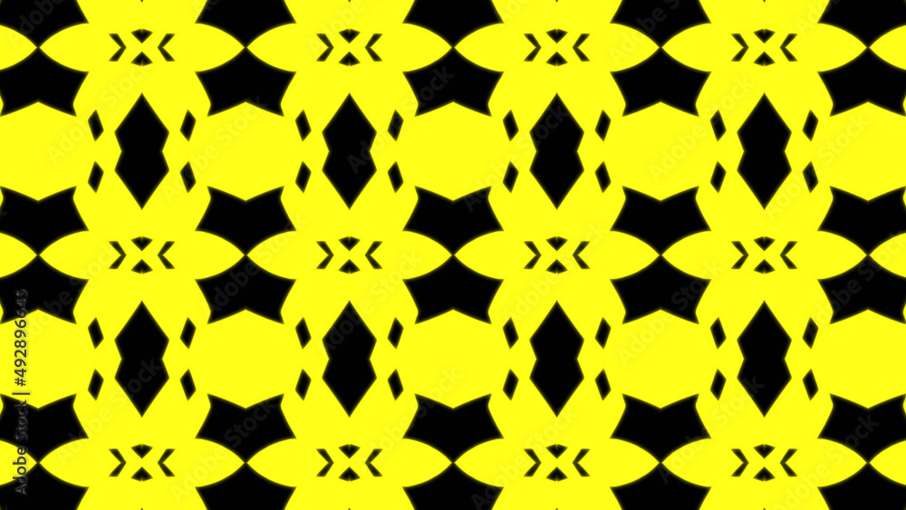 Poster abstract yellow geometric seamless pattern background. abstract stripes kaleidoscope. fast psychedel