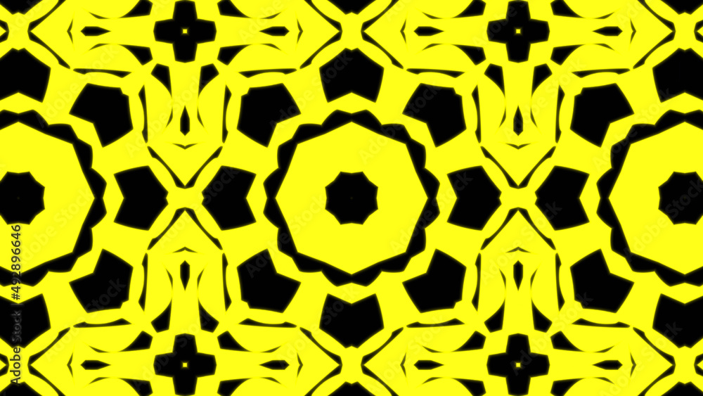 Poster abstract yellow geometric seamless pattern background. abstract stripes kaleidoscope. fast psychedel