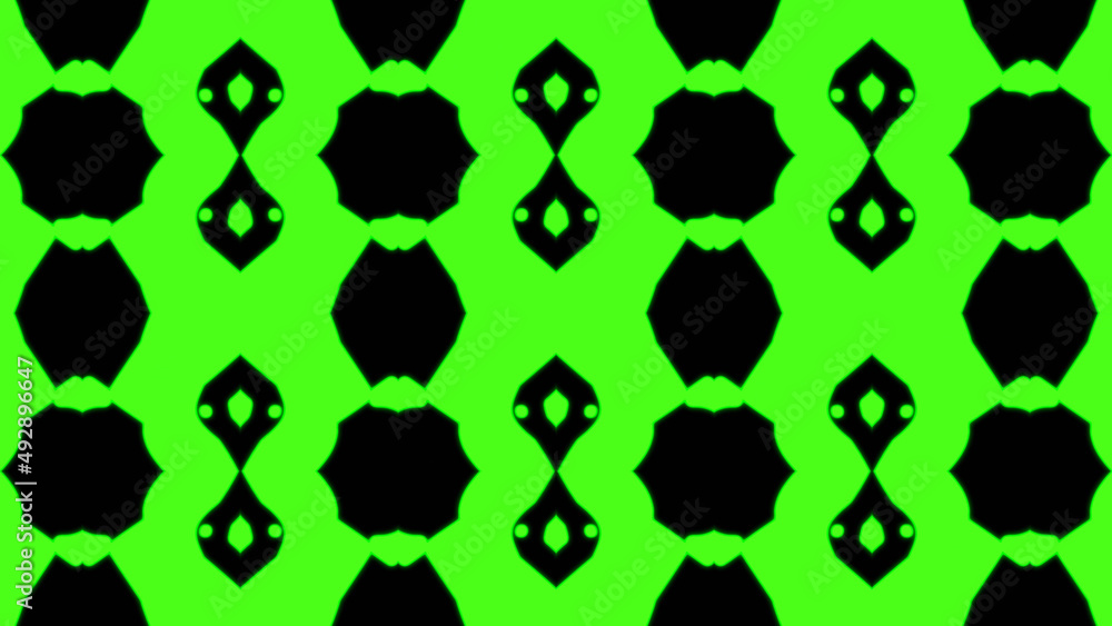Poster abstract green geometric seamless pattern background. psychedelic colorful kaleidoscope vj backgroun
