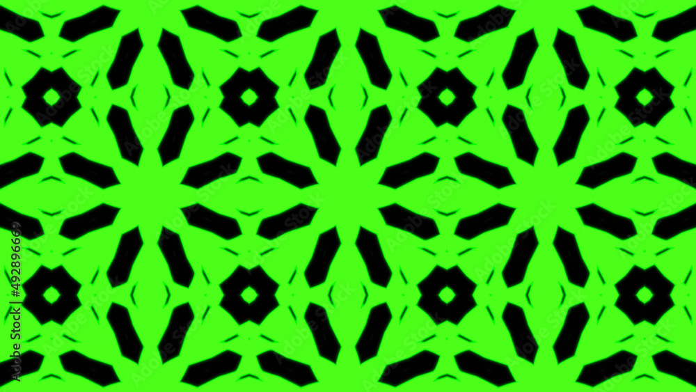 Poster abstract green geometric seamless pattern background. psychedelic colorful kaleidoscope vj backgroun