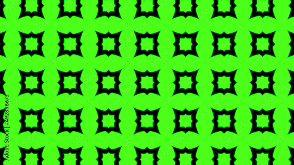 Poster abstract green geometric seamless pattern background. psychedelic colorful kaleidoscope vj backgroun