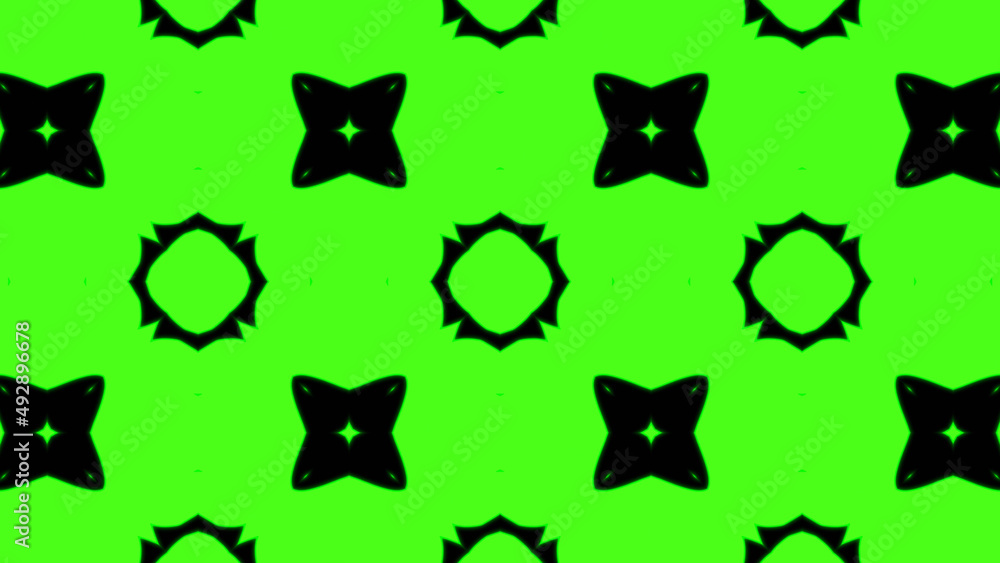 Poster abstract green geometric seamless pattern background. psychedelic colorful kaleidoscope vj backgroun