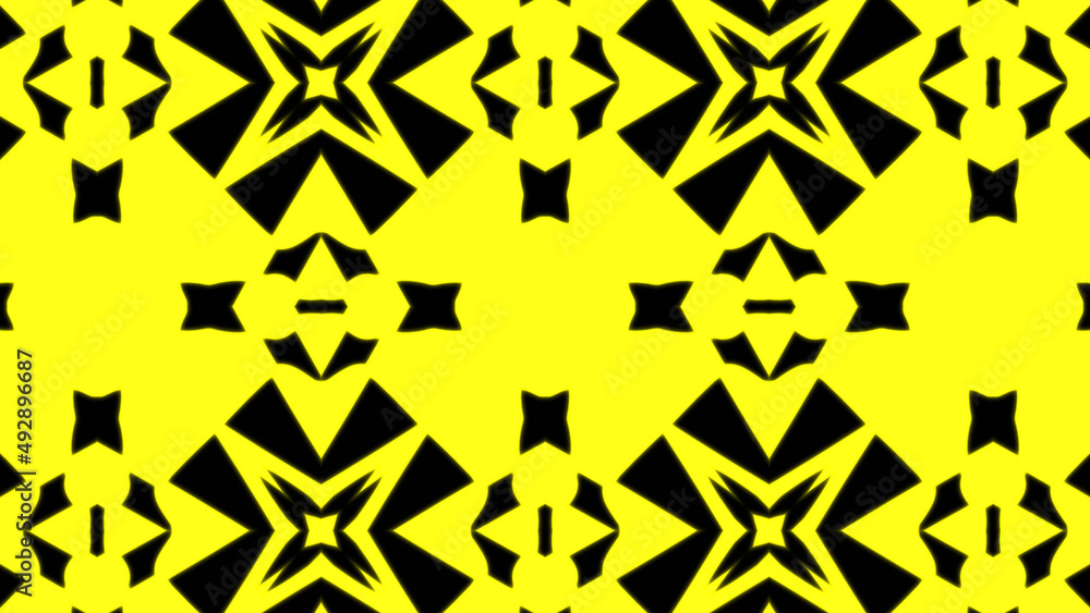Poster abstract yellow geometric seamless pattern background. abstract stripes kaleidoscope. fast psychedel