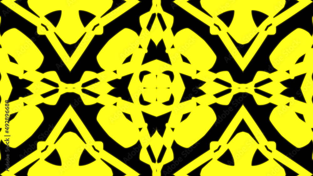 Poster abstract yellow geometric seamless pattern background. abstract stripes kaleidoscope. fast psychedel
