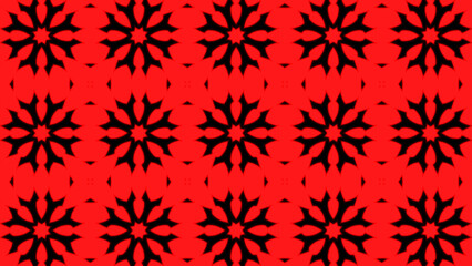 Naklejka na ściany i meble Abstract red geometric seamless pattern background. Psychedelic Colorful VJ background. Disco Abstract Motion Background. Kaleidoscope effect