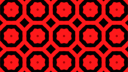 Abstract red geometric seamless pattern background. Psychedelic Colorful VJ background. Disco Abstract Motion Background. Kaleidoscope effect