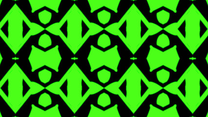 Fototapeta premium Abstract green geometric seamless pattern background. Psychedelic Colorful Kaleidoscope VJ background. Disco Abstract Background