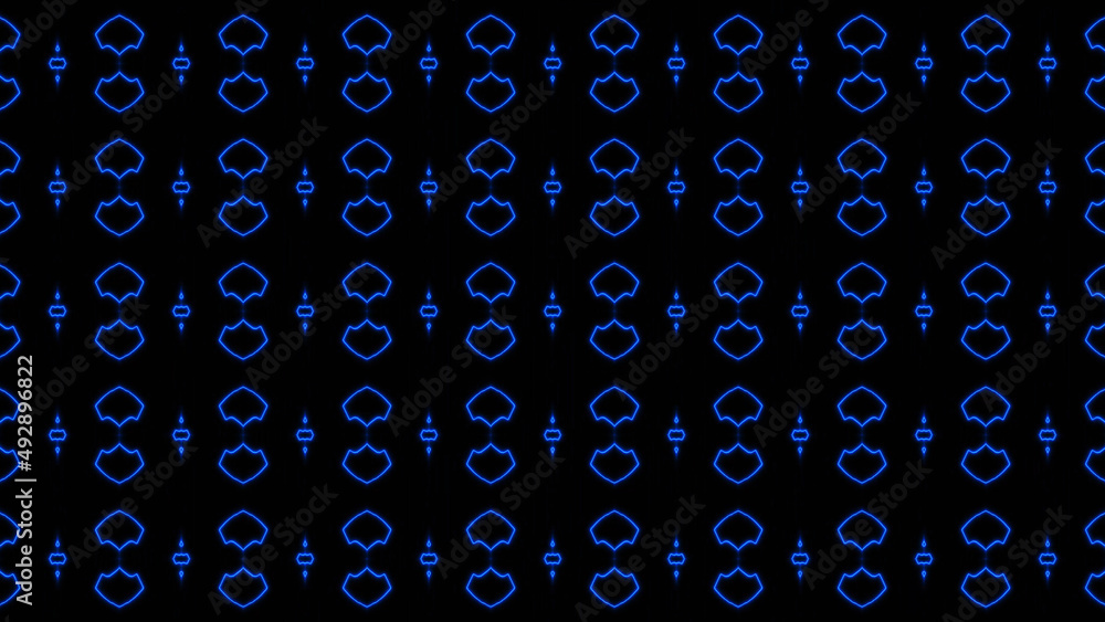 Poster Abstract blue geometric seamless pattern background. Abstract Stripes Kaleidoscope. Psychedelic Colorful Kaleidoscope background. Disco Abstract Background. Kaleidoscope effect