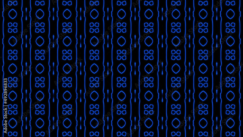Poster Abstract blue geometric seamless pattern background. Abstract Stripes Kaleidoscope. Psychedelic Colorful Kaleidoscope background. Disco Abstract Background. Kaleidoscope effect