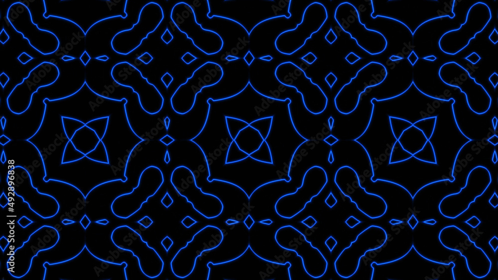 Poster abstract blue geometric seamless pattern background. abstract stripes kaleidoscope. psychedelic colo