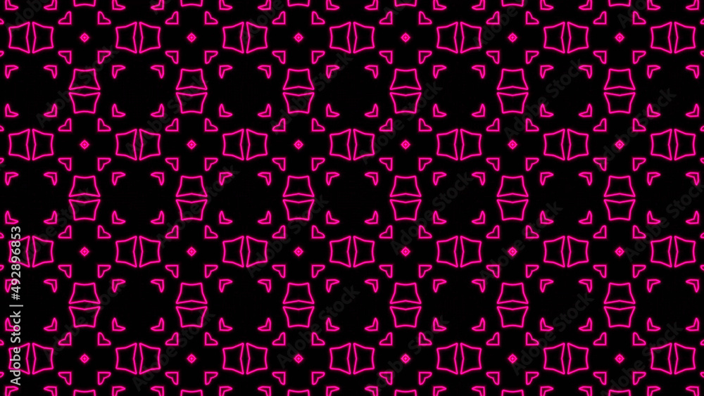 Poster Abstract pink geometric seamless pattern background. Psychedelic Colorful background. Disco Abstract Background