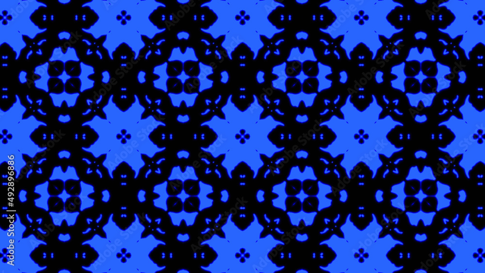 Poster abstract blue geometric seamless pattern background. abstract stripes kaleidoscope. psychedelic colo