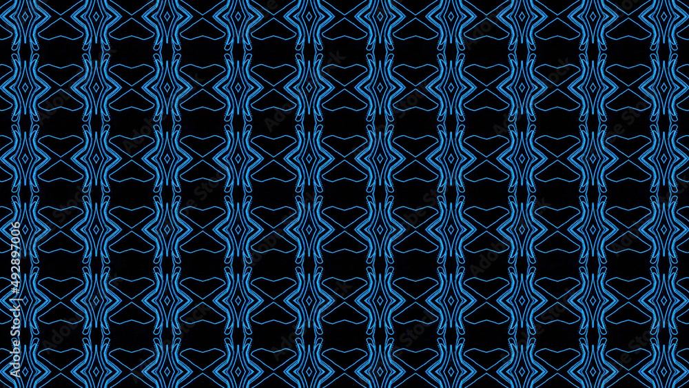 Poster abstract blue geometric seamless pattern background. abstract stripes kaleidoscope. psychedelic colo