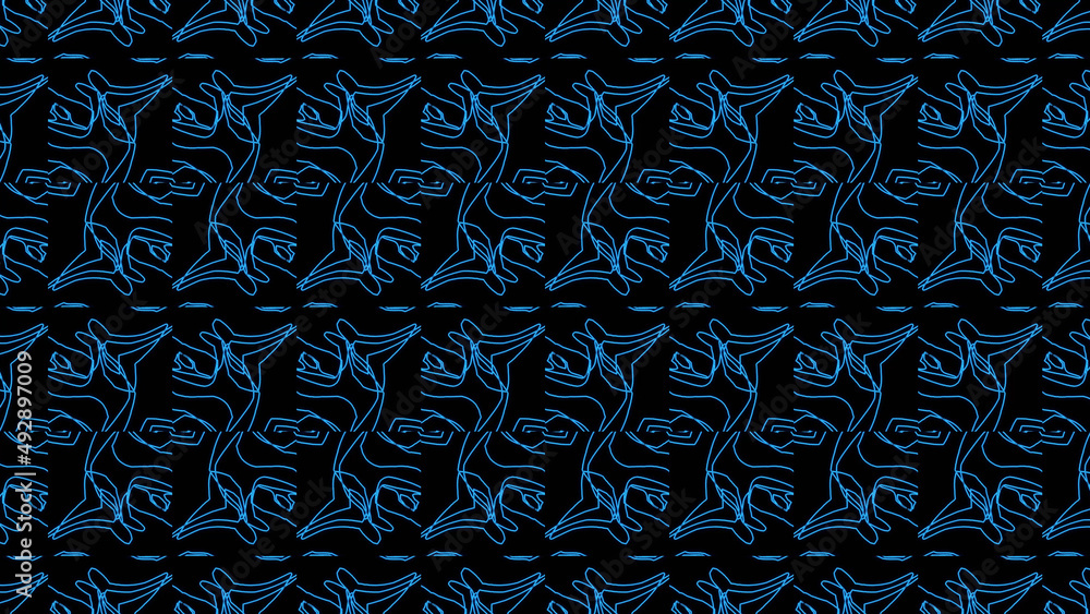 Poster abstract blue geometric seamless pattern background. abstract stripes kaleidoscope. psychedelic colo