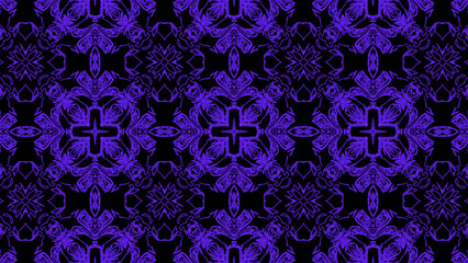 Abstract purple geometric seamless pattern background. Psychedelic Colorful Kaleidoscope background. Disco Abstract Background