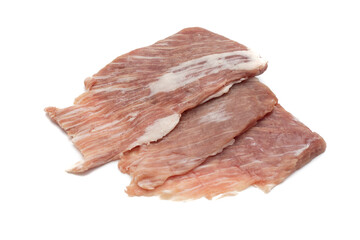 An Iberian secret, it is a highly appreciated pork meat in Spain. Raw, isolated on white background.