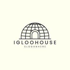 igloo house line art style logo icon template design.ice,igluit, vector illustration - obrazy, fototapety, plakaty