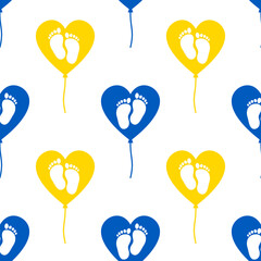 Yellow and blue heart balloon help babies of symbol flag Ukraine. Vector