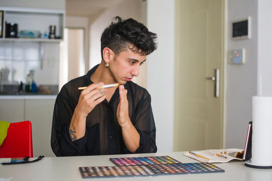 Gender fluid person daily makeup routine