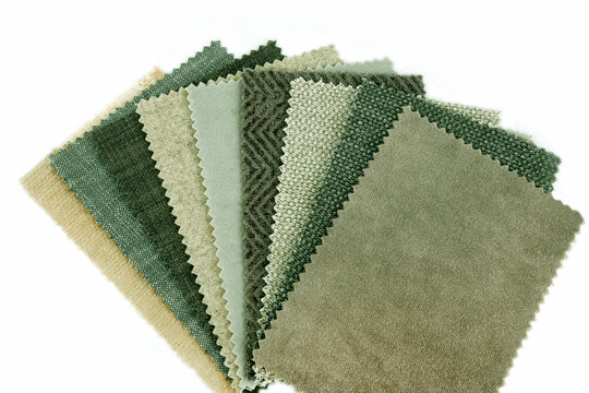 closeup of fabric swatches choice for interior design