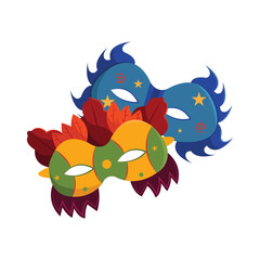 Pair of colored venetian masks Vector