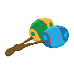 Isolated colored maracas musical instrument Vector