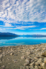 Lake in mountain scenery in New Zealand